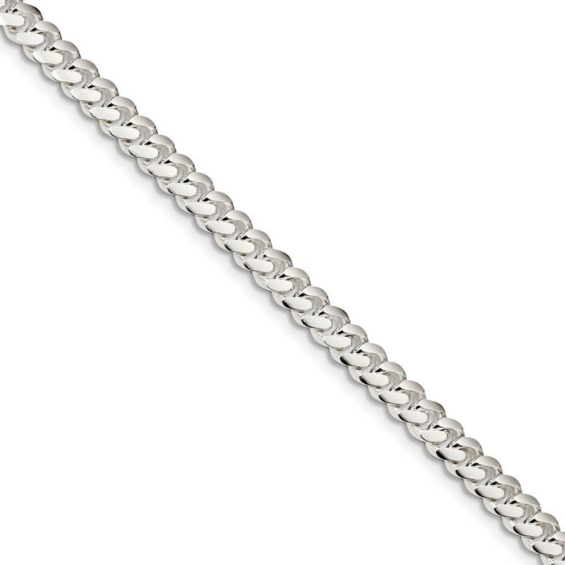 Men's 6.5mm Sterling Silver Solid Domed Curb Chain Bracelet, 9 Inch